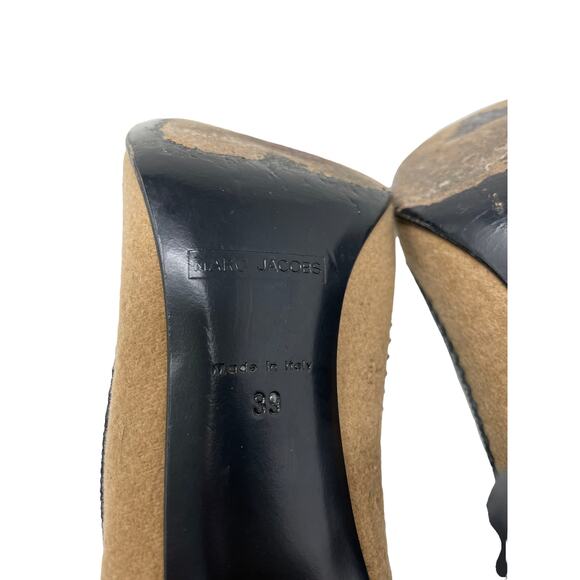 Marc by Marc Jacobs Pumps Womens 39 9 Heels Brown Black Slip On Suede Bow - Picture 8 of 9